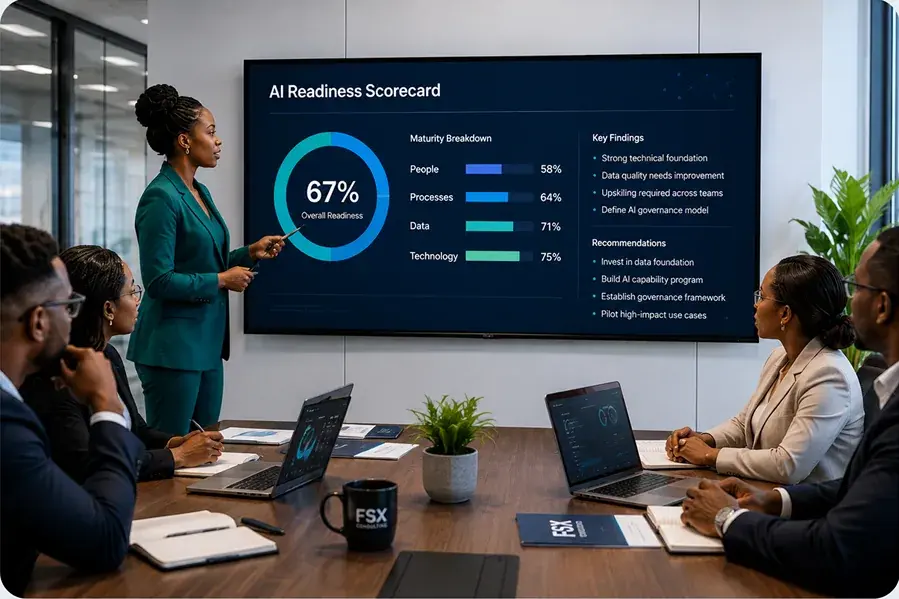 AI readiness assessment workshop with scorecard dashboard